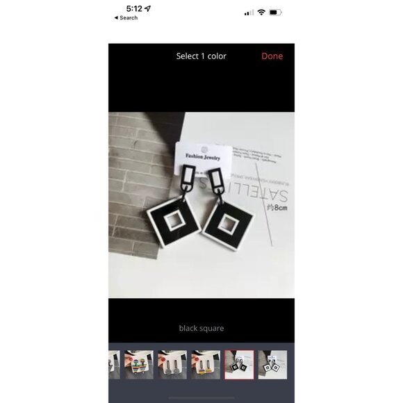 Large Black white Pierced retro acrylic Abstract statement chunky Earring 3.25" - Picture 4 of 4